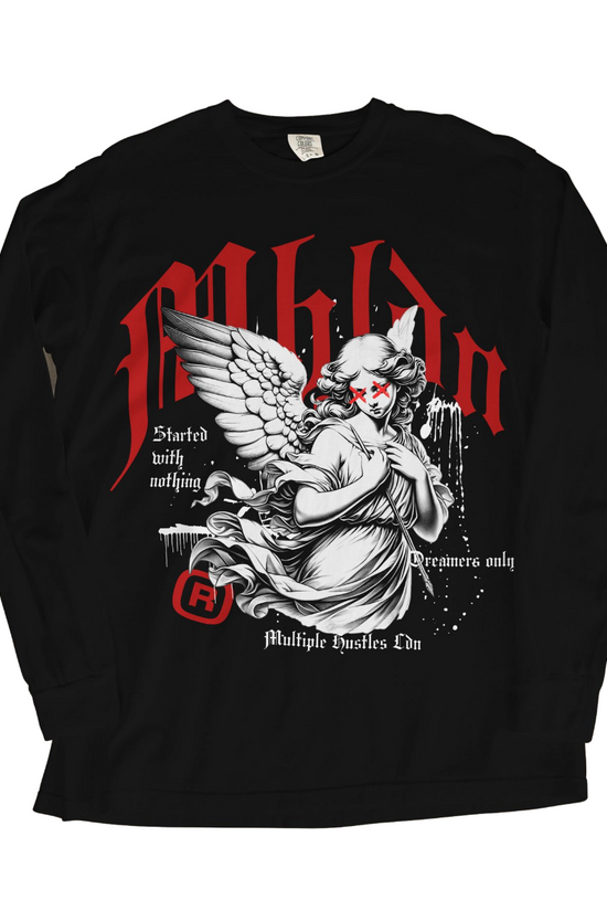 UNI-SEX LONG SLEEVE ANGEL TSHIRT BLACK