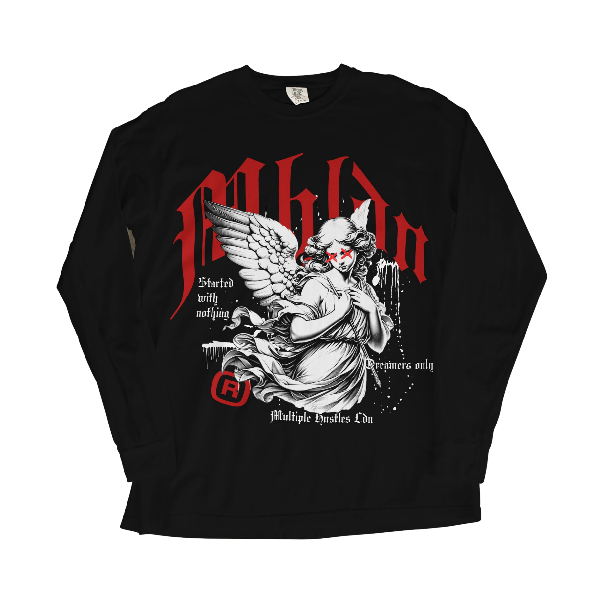 UNI-SEX LONG SLEEVE ANGEL TSHIRT BLACK