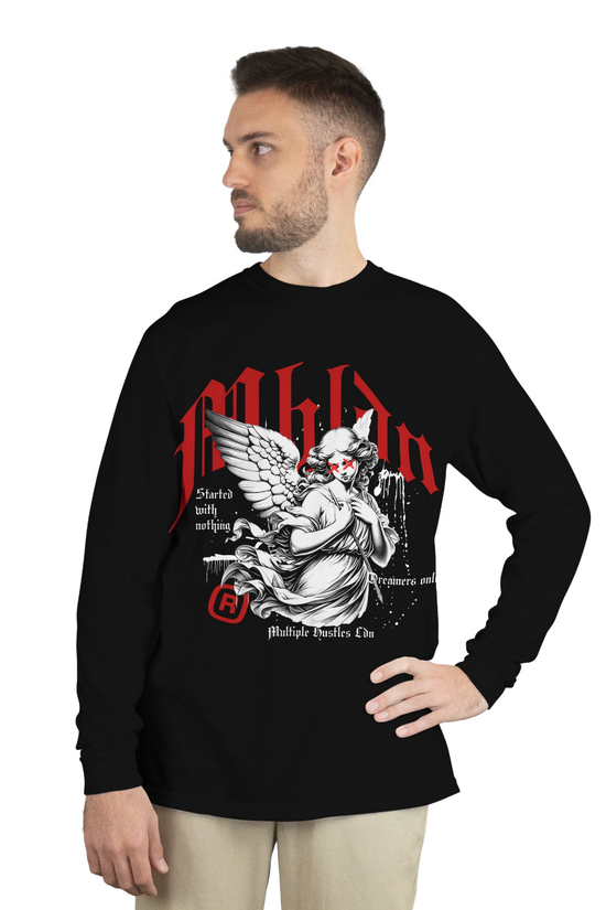 UNI-SEX LONG SLEEVE ANGEL TSHIRT BLACK