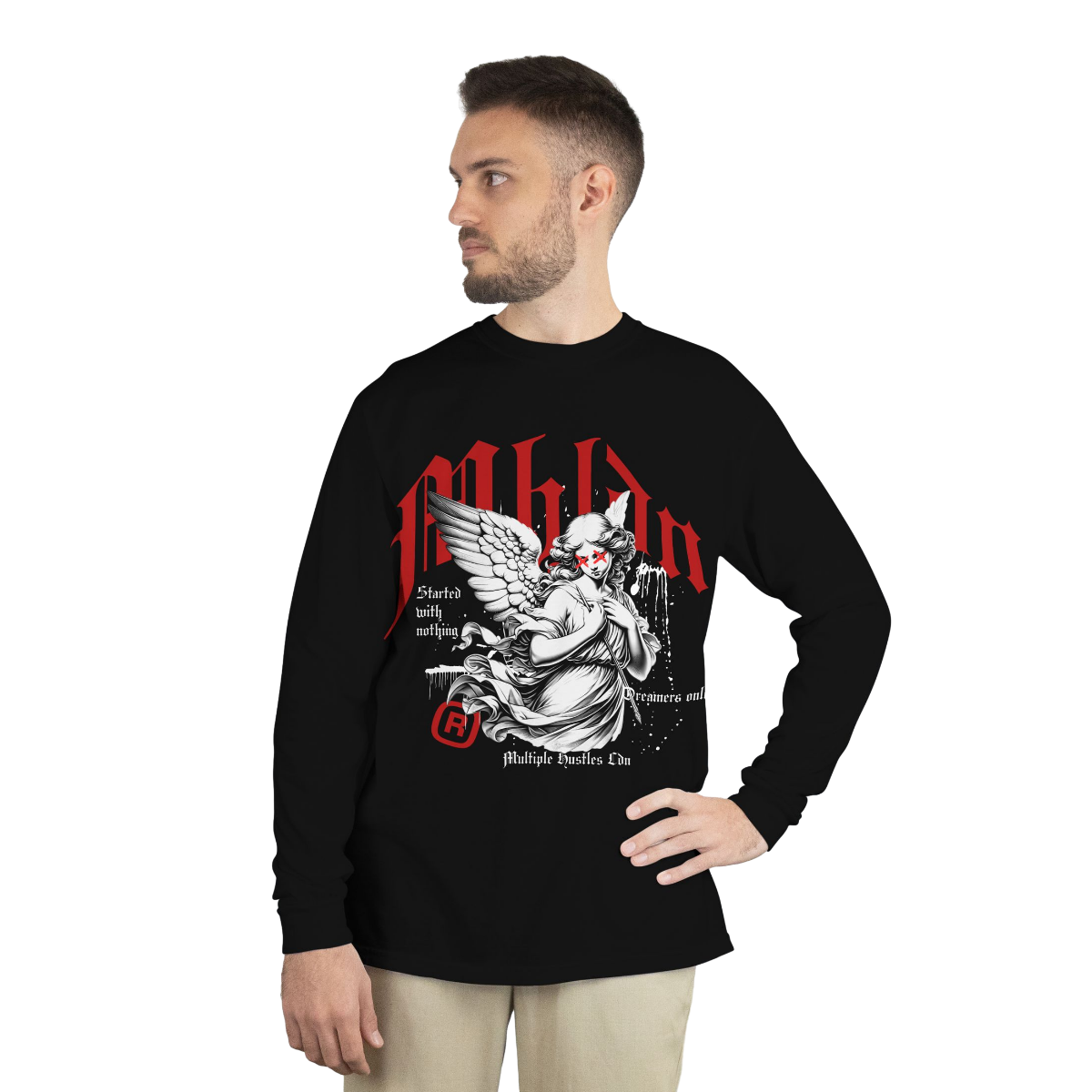 UNI-SEX LONG SLEEVE ANGEL TSHIRT BLACK